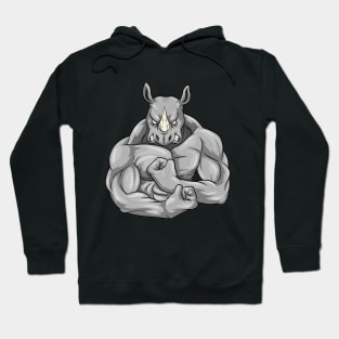 Funny rhino as a bodybuilder Hoodie